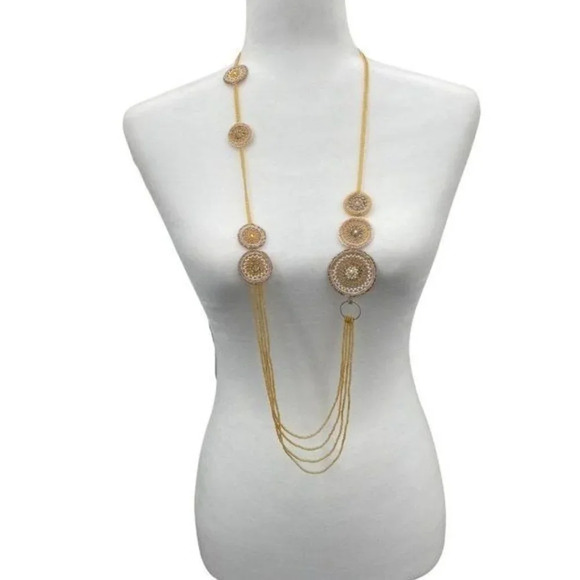 Vida Dulce Handcrafted Long Embroidered Seed Bead Necklace - Picture 1 of 3